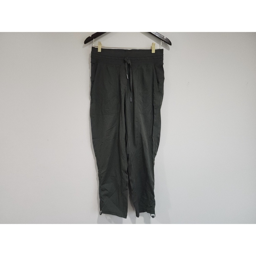 Lululemon Dance Studio Mid Rise Cropped Pants Women 6 Olive Green Cinchable Hem